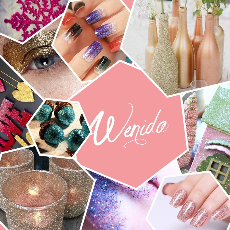 Wenida Glitter Wenida 12 Colors Holographic Cosmetic Laser Festival Powder Sequins Craft Glitter for Arts Face Hair Body Nail - Image 2